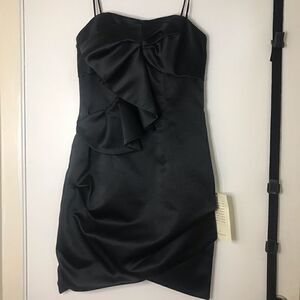 NEW ABS Allen Schwartz satin Black Strapless dress